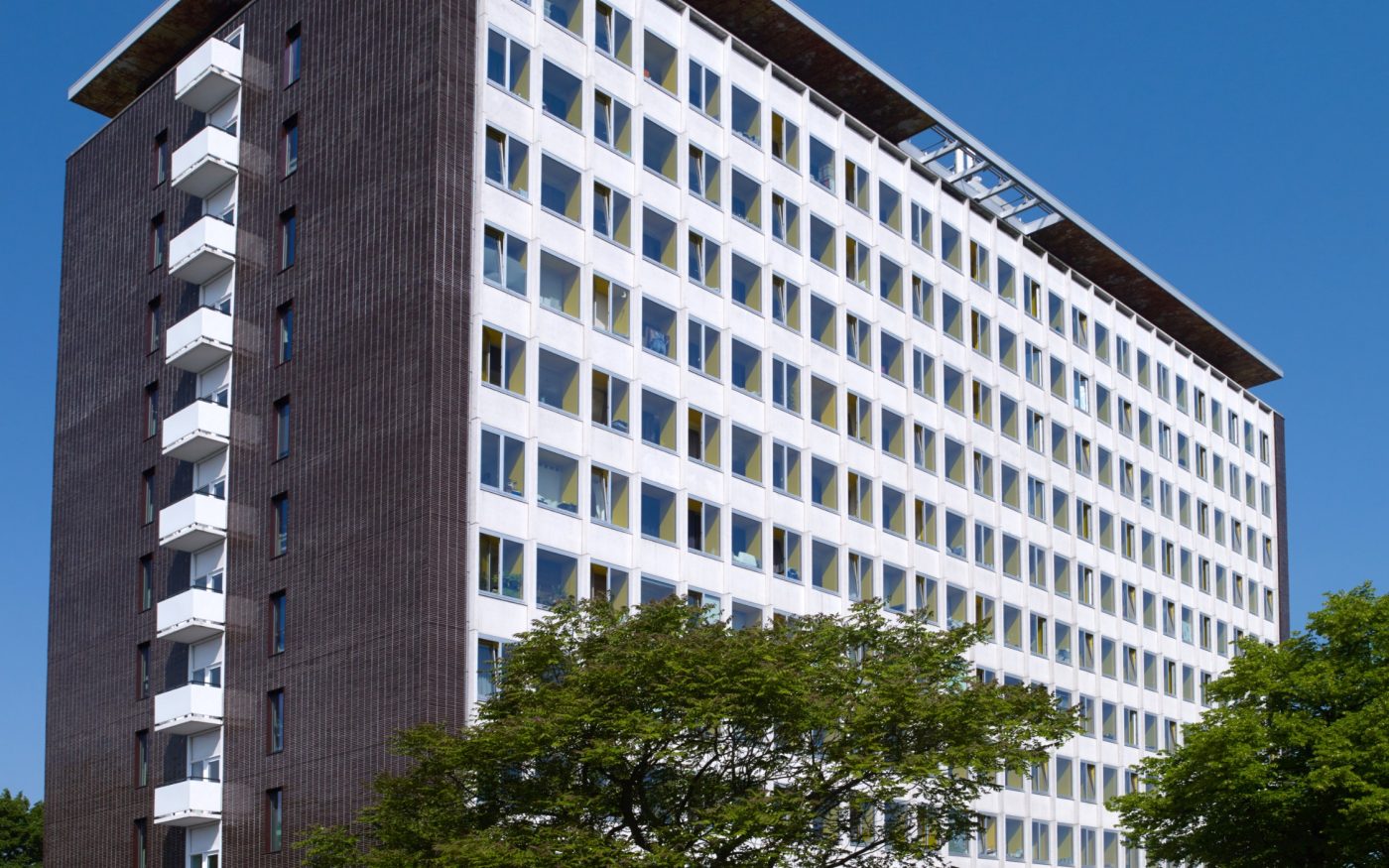 Renovation Elsevier Office Building for Student Housing, Sara Burgerhartstraat, Amsterdam. Completion Date: 2015. Contractor: N.J. de Nijs en Zonen. Architect: Knevel architecten, Amsterdam. Photographer: Leonard Fäustle. Bricks: Terca glazed bricks.