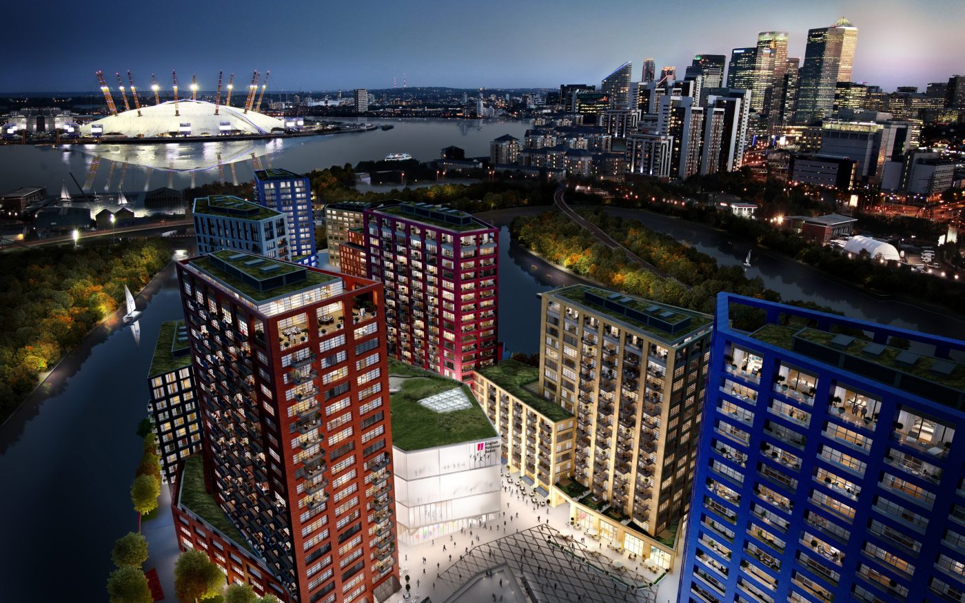 Nieuwbouw Appartementen | London City Island | Gevelbakstenen: Glazuursteen Blauw Standaard, Rood Standaard en Wit Standaard SP WF
