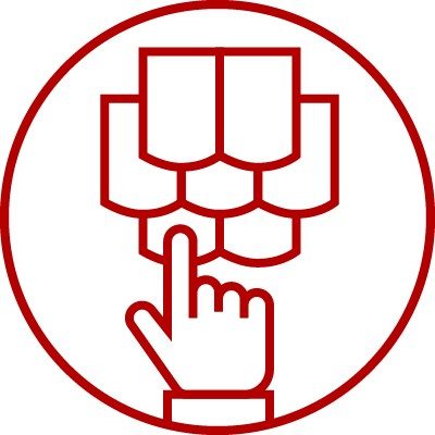 Icon for roof selector tool, choose, point, hand