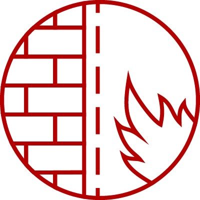 Icon with protective wall against fire, fire-proof