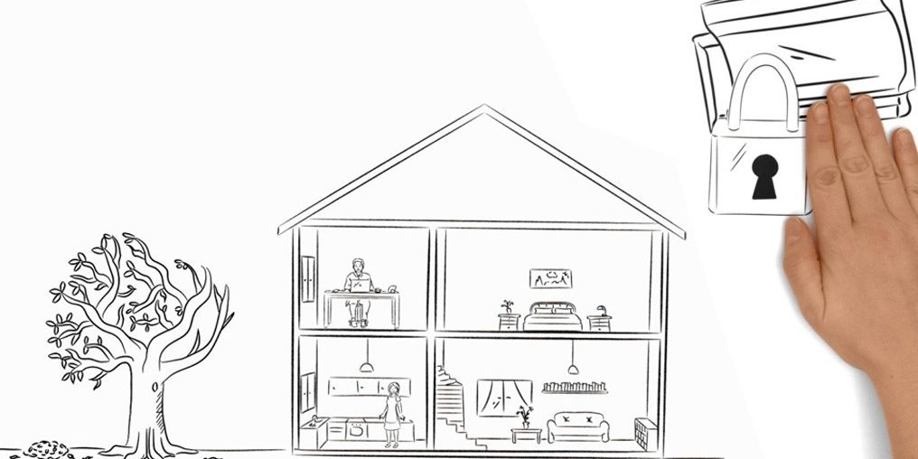 Foto van 2D illustratie vrijstaande woning met hellend dak