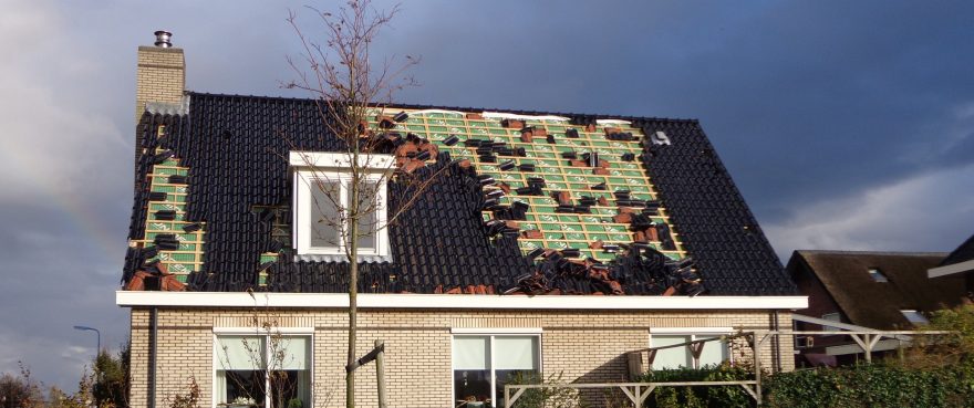 Storm damage wrong achoring roof tiles. Anchoring right patron and right roof tile hook Koramic roof tiles.