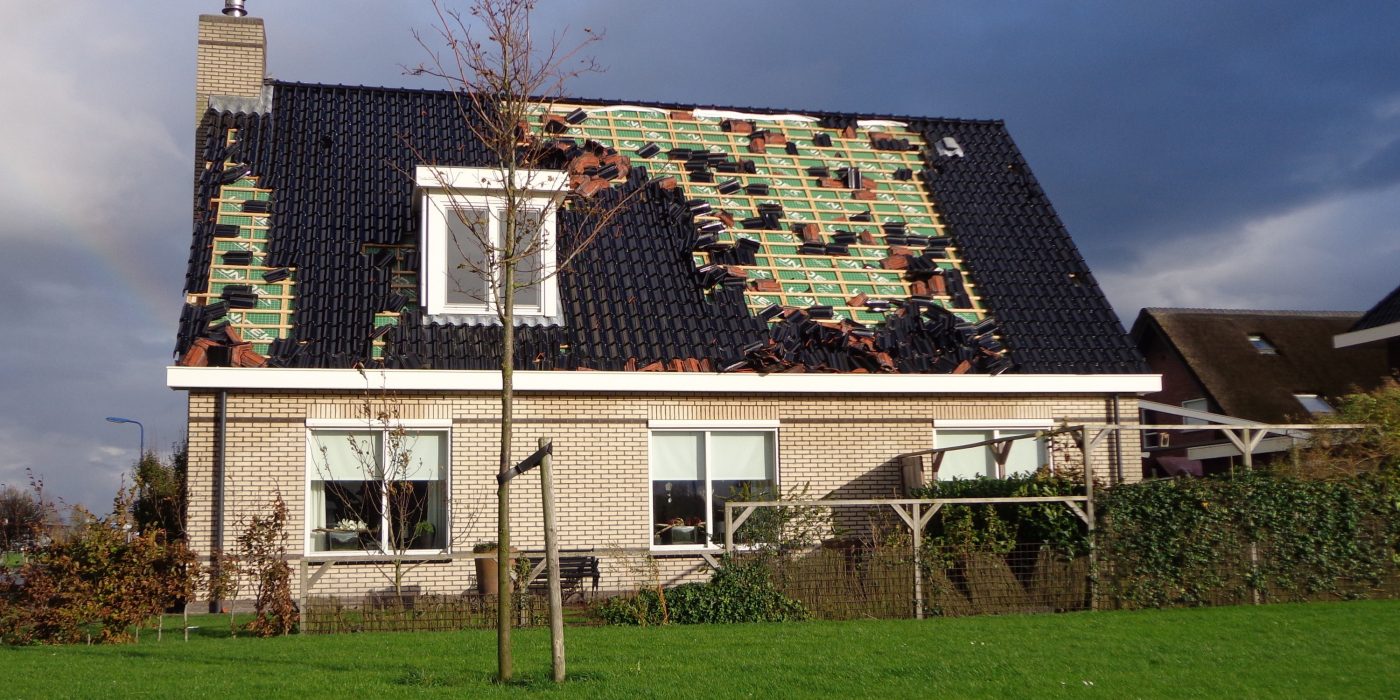 Storm damage wrong achoring roof tiles. Anchoring right patron and right roof tile hook Koramic roof tiles.