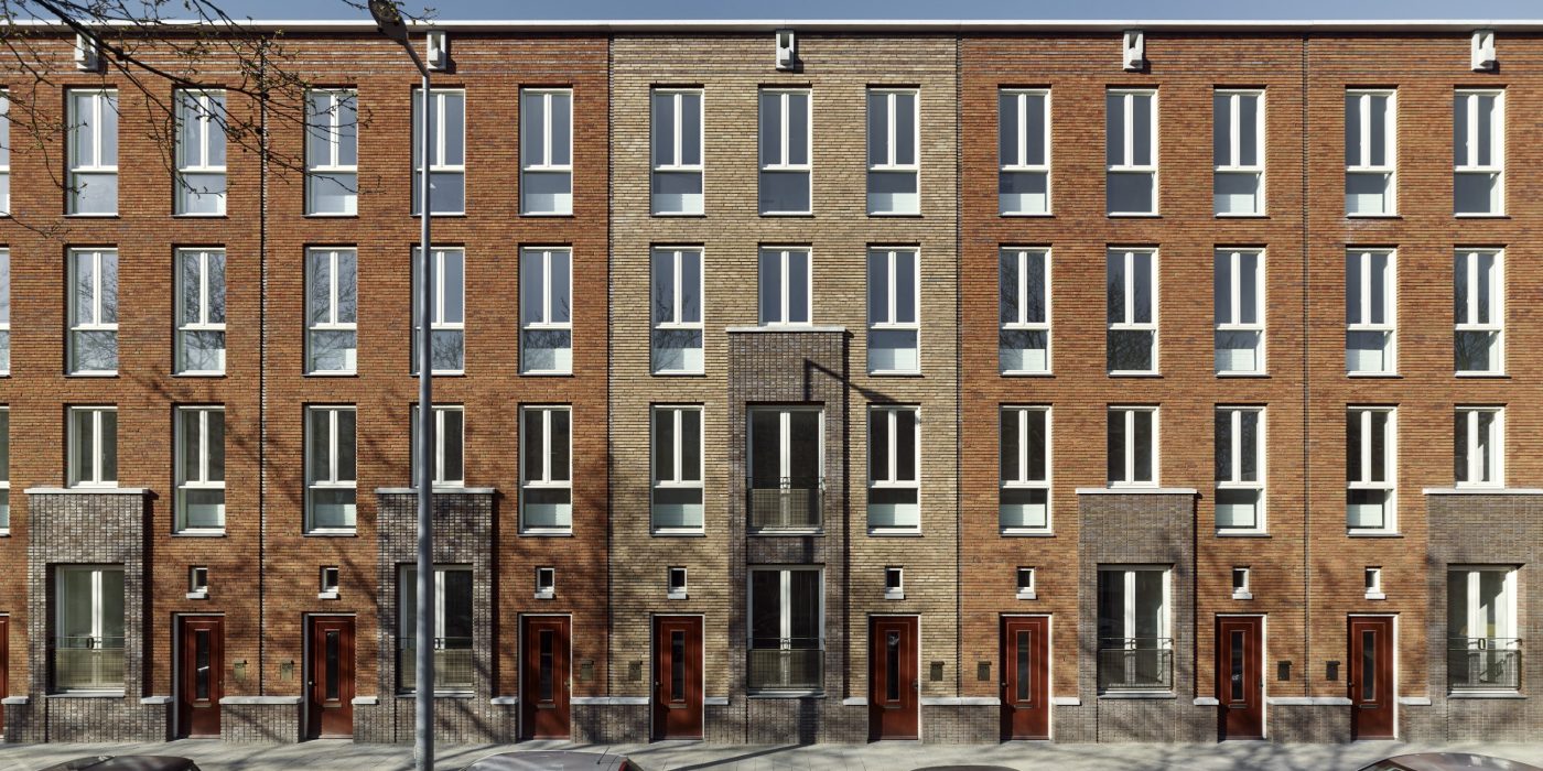 Houses with Two Doors, social housing with facing bricks, Brick Award Nominee 2018; Hans van der Heijden Architect, Photo: Stefan Müller