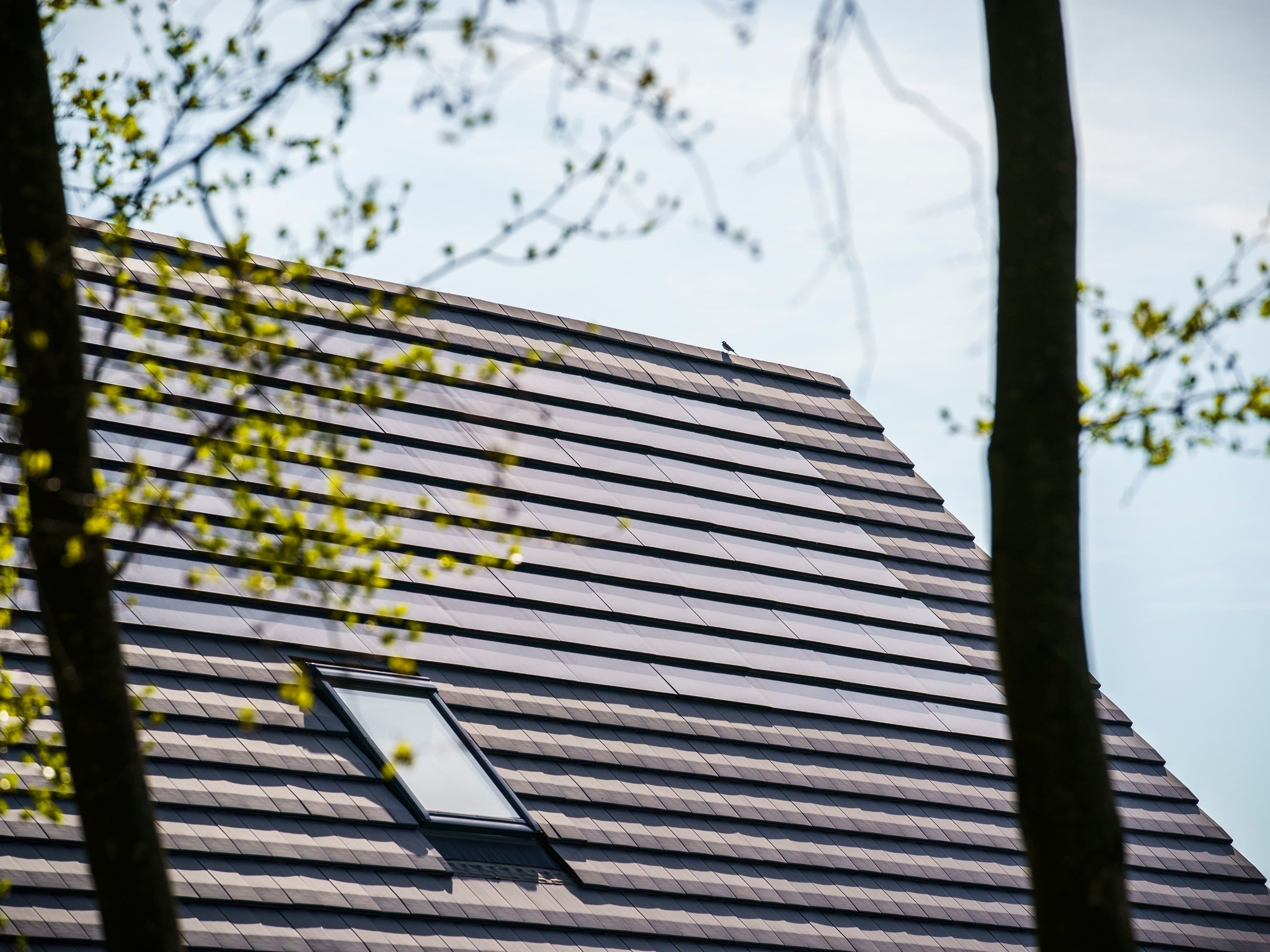 Product: Wevolt X-Tile. Architect/ontwikkelaar: Ekowood Woonconcept. Client: Brummelhuis Projecten. Aannemer: Verhaegh Bouwbedrijf, Grashoek. Installateur: Lucius.nu, Boxtel. Nieuwbouw vrijstaande woning met Wevolt X-Tile | Weidebos, Helden