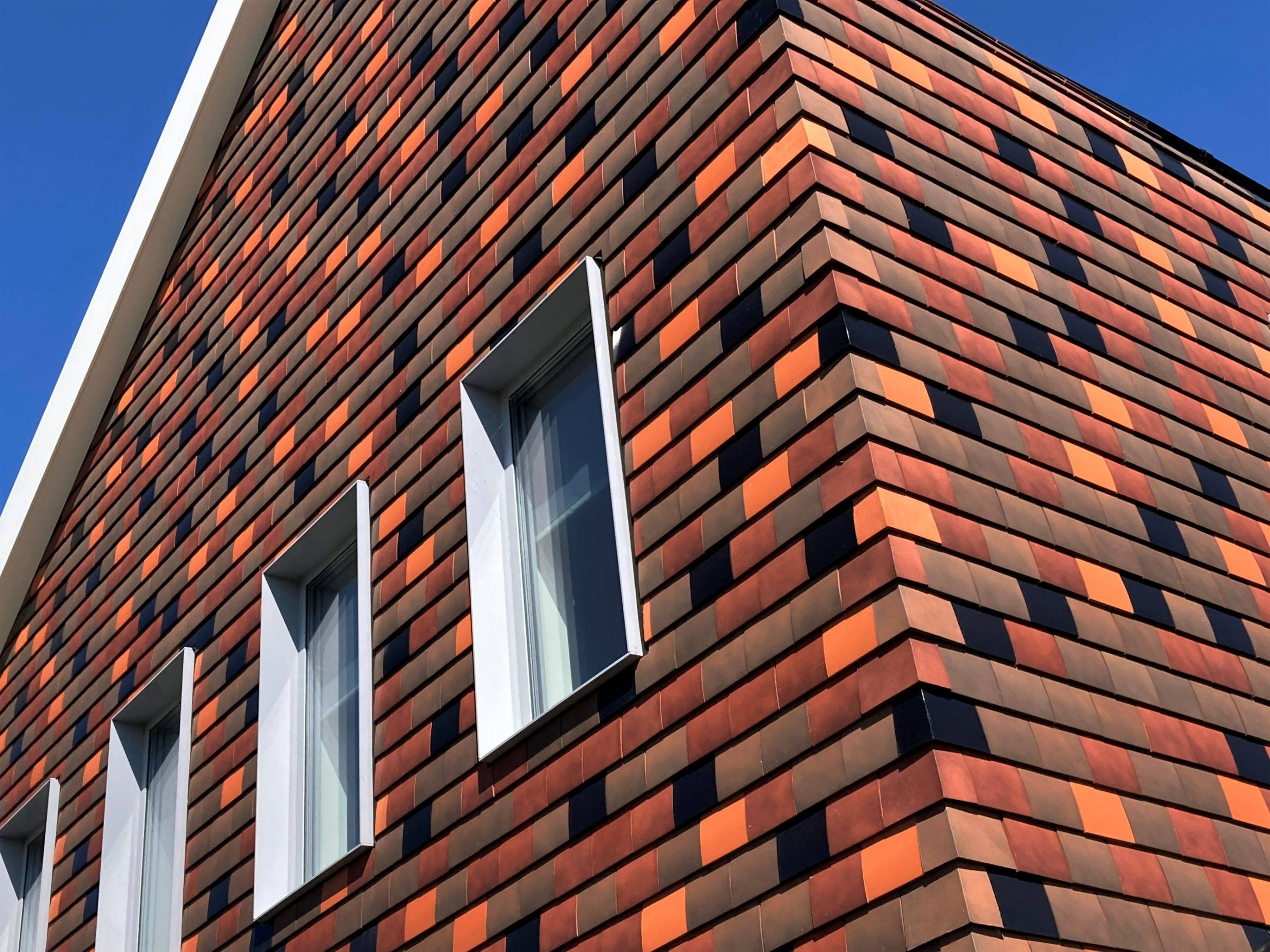 Nieuwbouw vrijstaande woning , Groningen | Dakpannen: Leipan 301 Amarant engobe, Antraciet engobe, Natuurrood, Rustiek engobe en de Leikleur mat verglaasd.