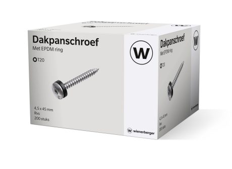 Mockup van een doos met dakpanschroeven