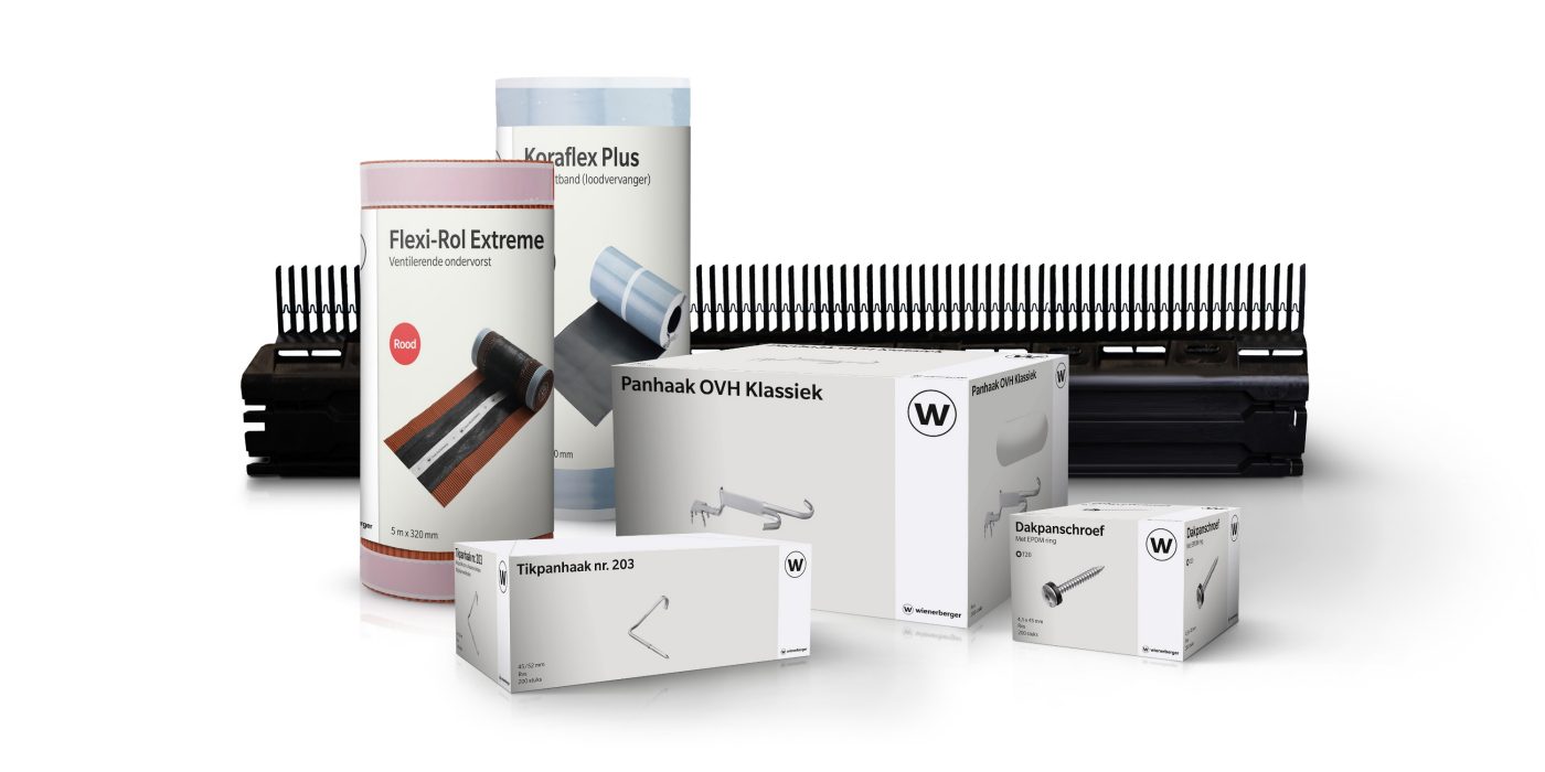 Mockup van een selectie daktoebehoren