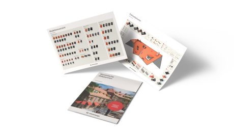 Mockup van de brochure en posters dakpannen