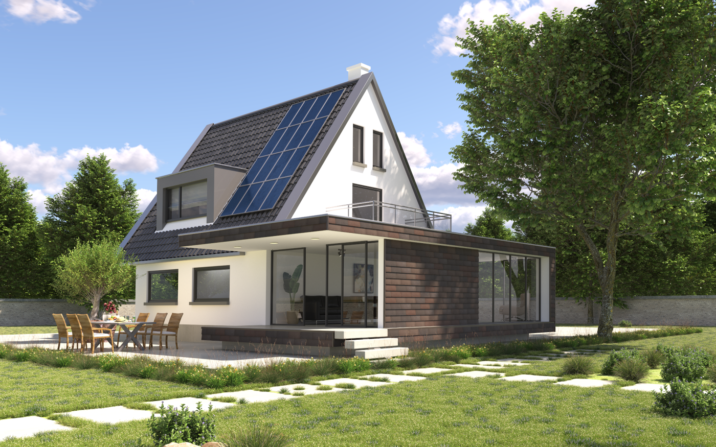 Motio graphite ray wire cut L-profiel op een aanbouw