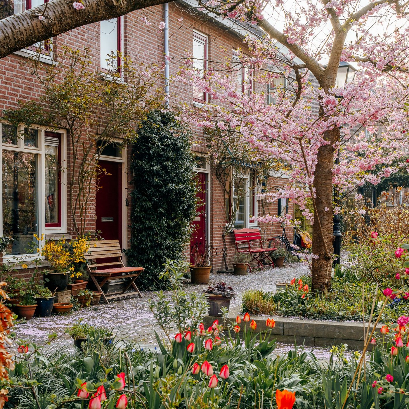 Sfeerbeeld van een straat in de lente