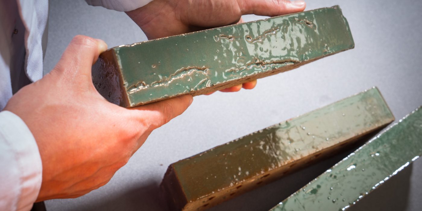 Sfeerbeld van geglazuurde bakstenen met speciale coating en kleuren