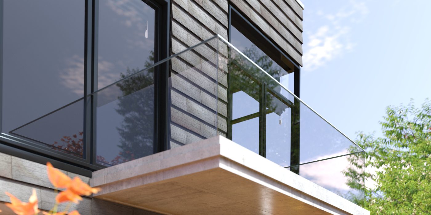 Motio basalt matt  wire cut L-profiel op een aanbouw