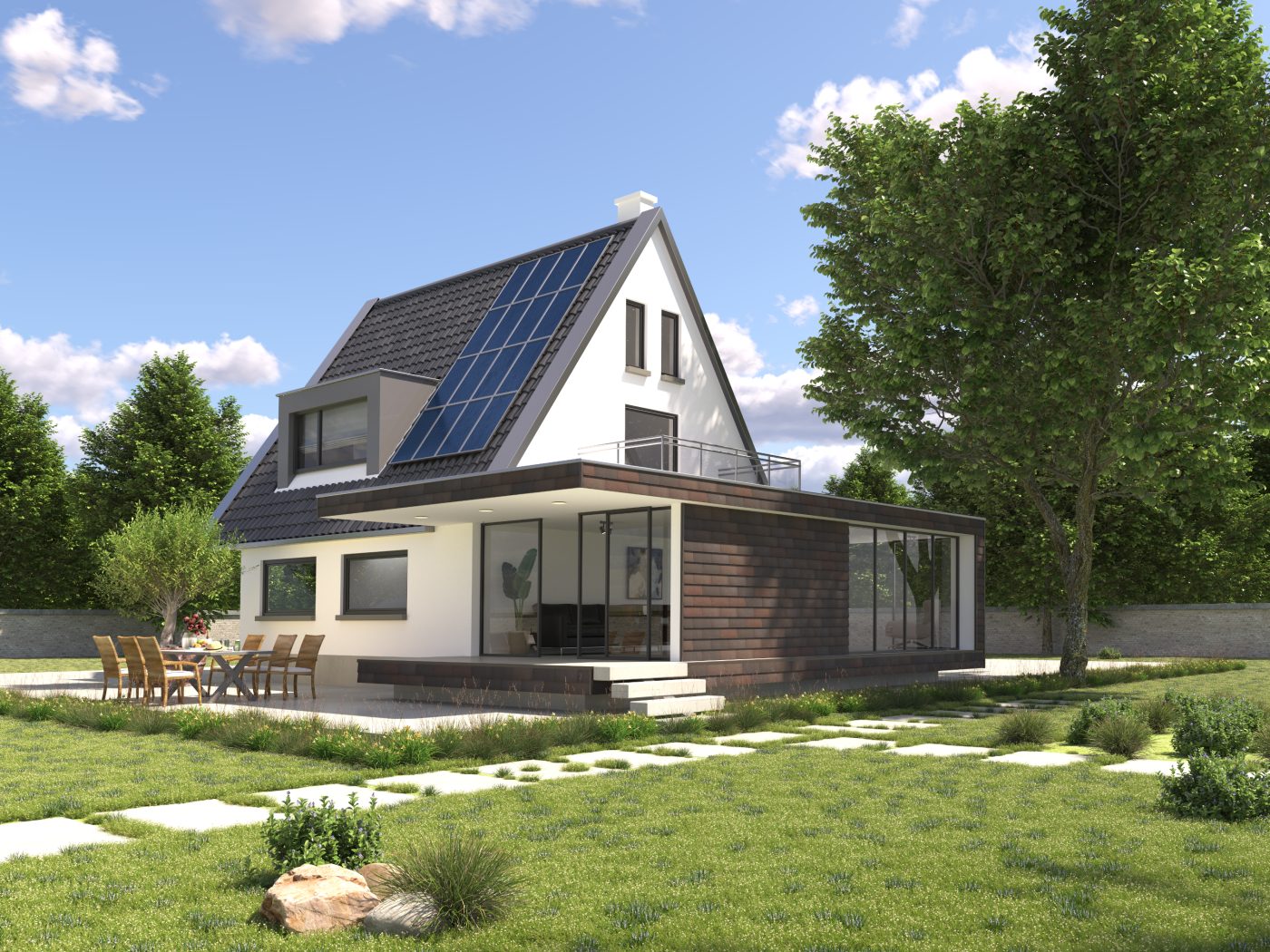 Motio graphite ray wire cut L-profiel op een aanbouw