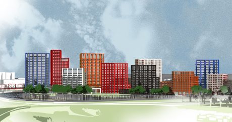 Glazuursteen Blauw Standaard, Rood Standaard en Wit Standaard SP WF | Nieuwbouw Appartementen | London City Island | Architect: Glenn Howells Architects | Client: London City Island | Photographer: Michael Molloy