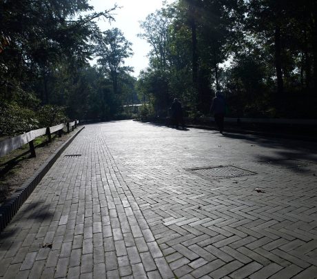 Renovatie straat dierentuin | Burgers´ Zoo, Arnhem | Straatbakstenen: Oliva wasserstrich DF | Architect: Veenenbosch en Bosch landschapsarchitecten, Arnhem i.s.m. Gemeente Arnhem en SmitsRinsma, Zutphen | Opdrachtgever: Koninklijke Burgers' Zoo, Gemeente Arnhem | Aannemer: Van de Haar Groep, Wekerom