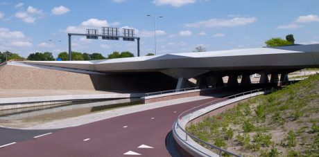 Realisatie Talud | Amstellaan, Deventer | Straatbakstenen mix: Brons wasserstrich en Varia Puur wasserstrich DF | Architect: One Architecture, Amsterdam | Opdrachtgever: Gemeente Deventer | Ontwikkelaar: Van Spijker Infrabouw, Meppel