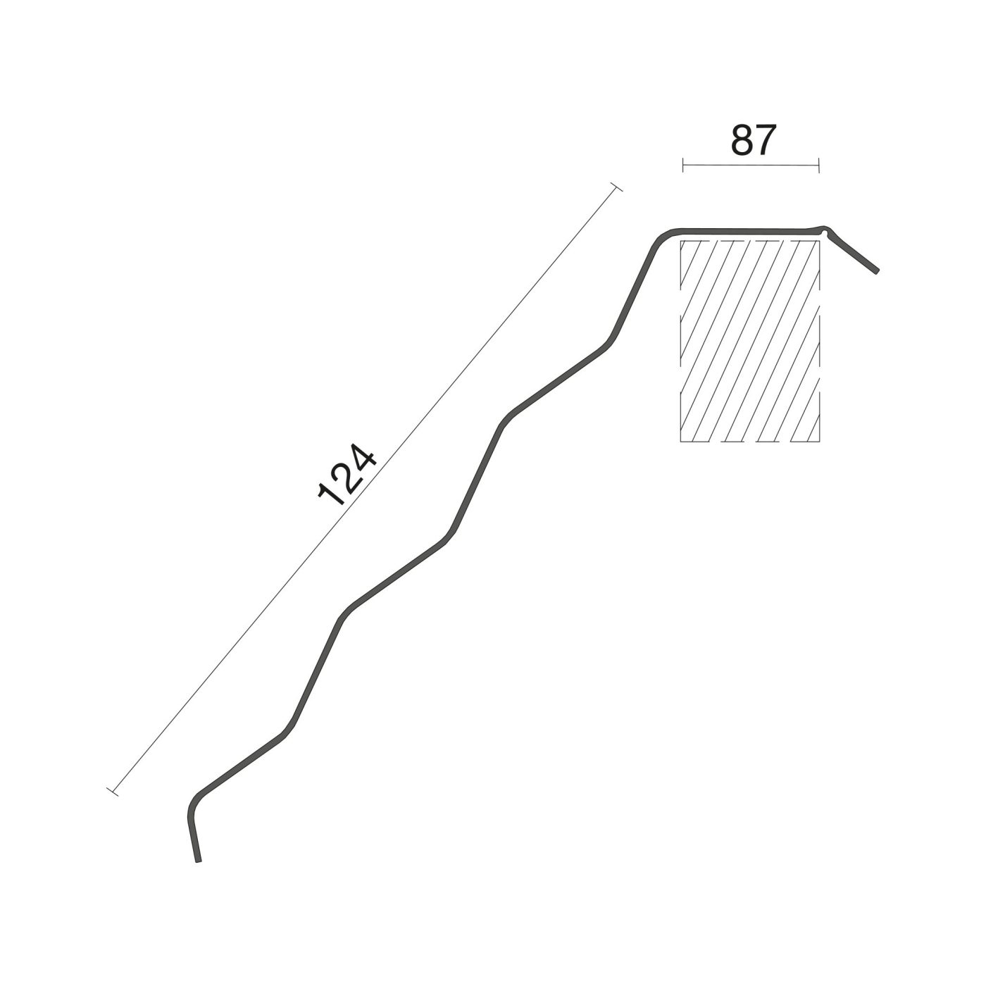 Technische tekening van de Dakvoetprofiel kunststof