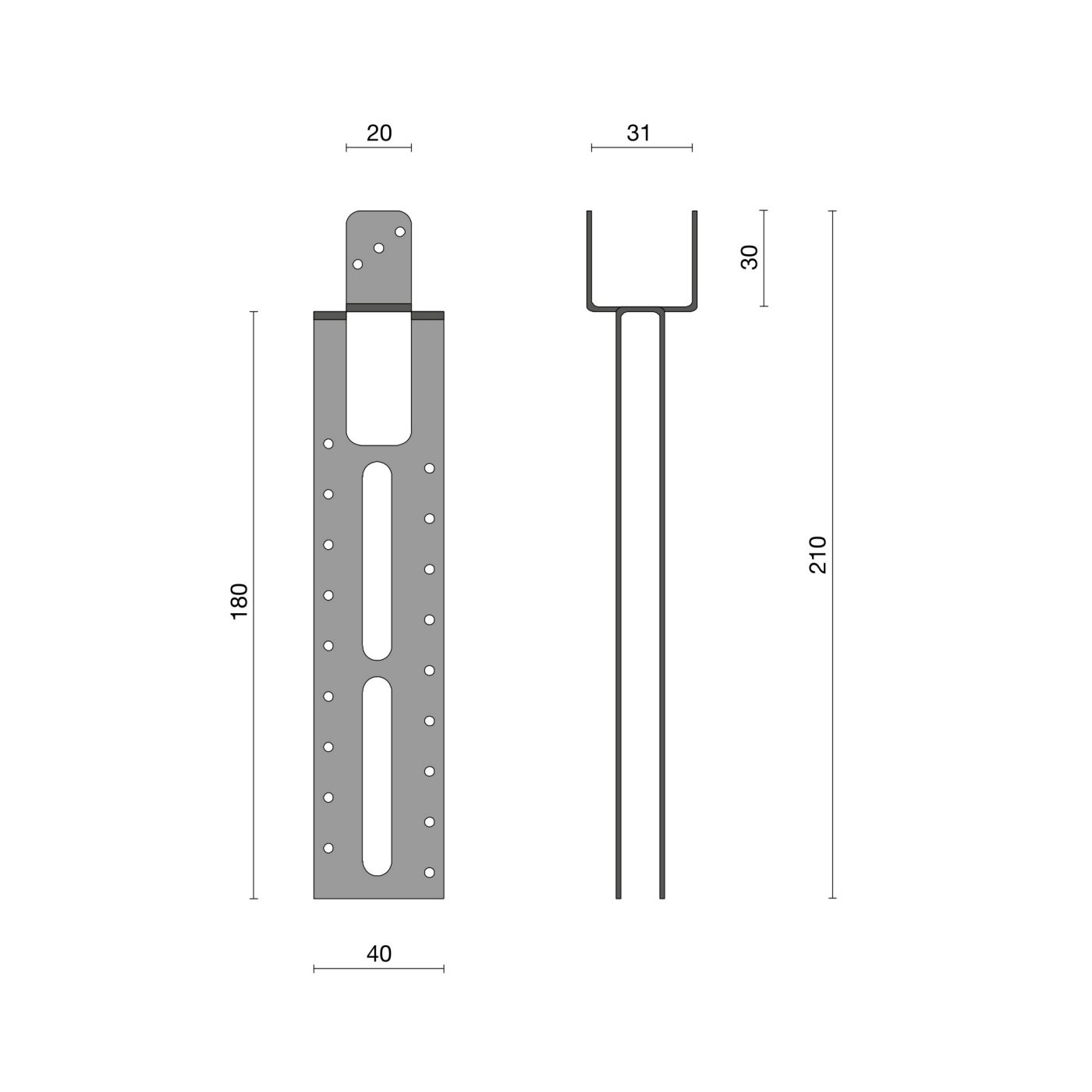Technische tekening van de Ruiterdrager nok
