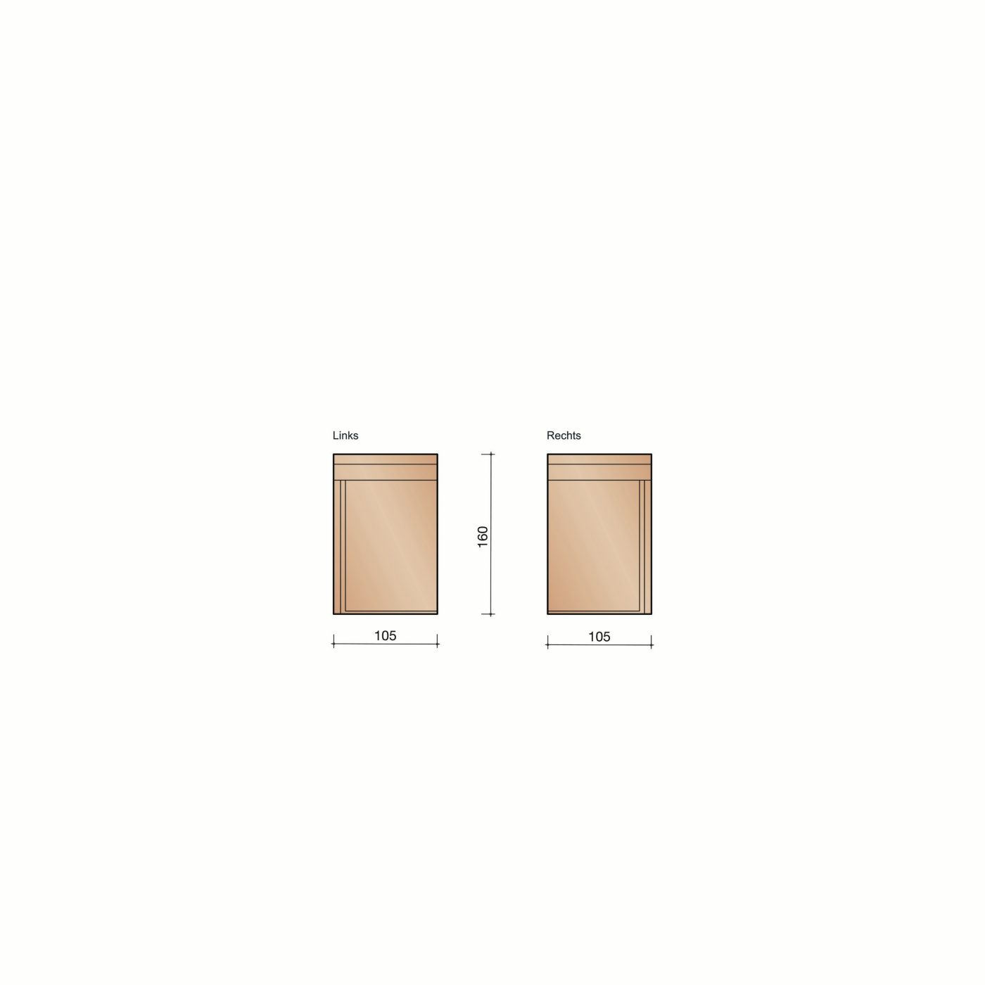 Einddorpel opstaande rand 20 mm 160 x 105 x 30 mm