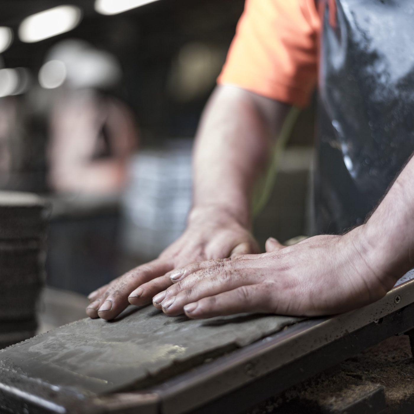 Manual roof tile production at Ewhurst production plant in UK.