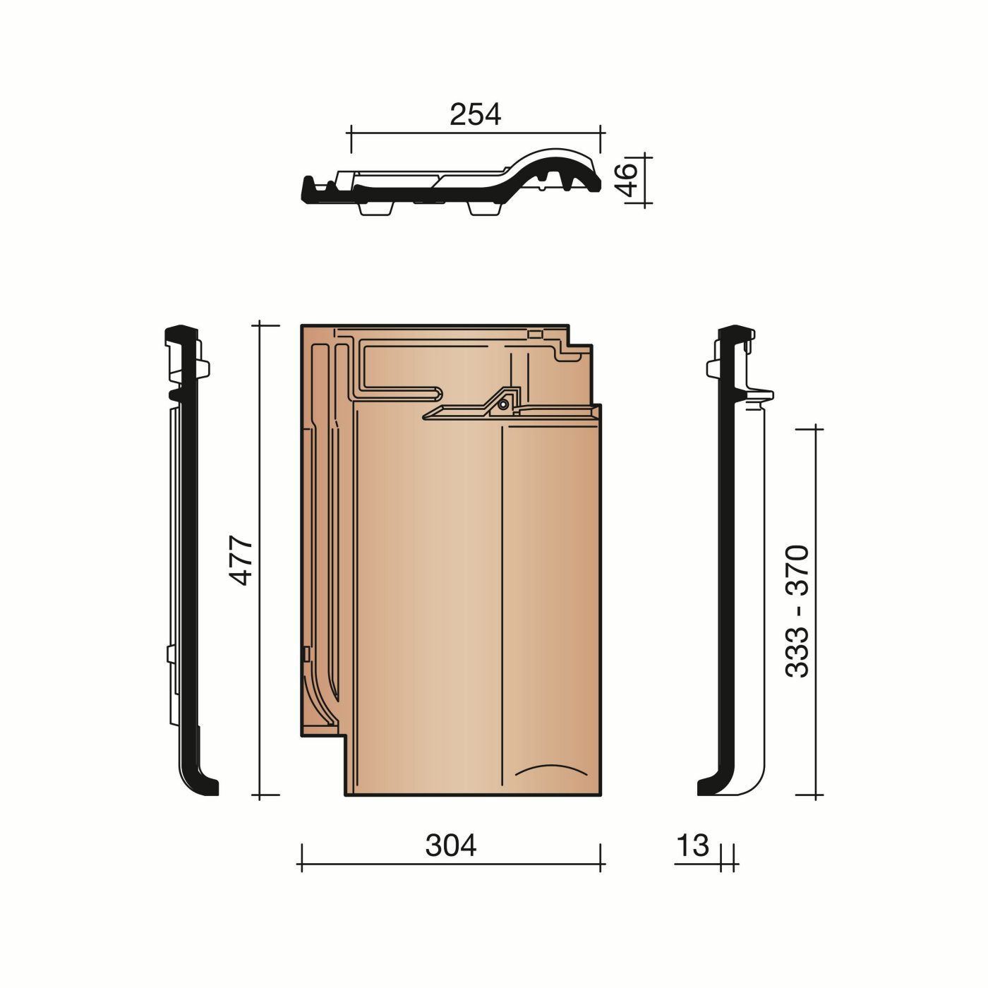 Technische tekening van de Alegra 10 dakpan