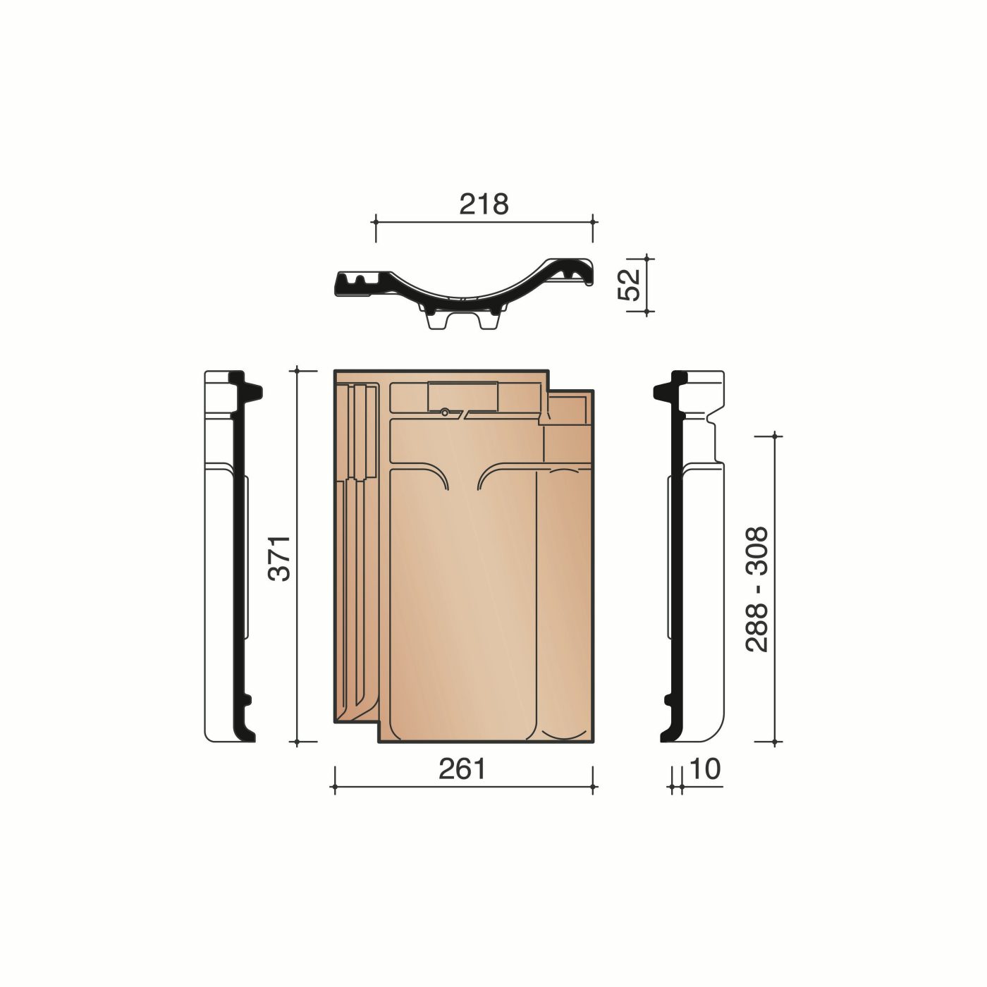 Technische tekening VHV Klassiek dakpan
