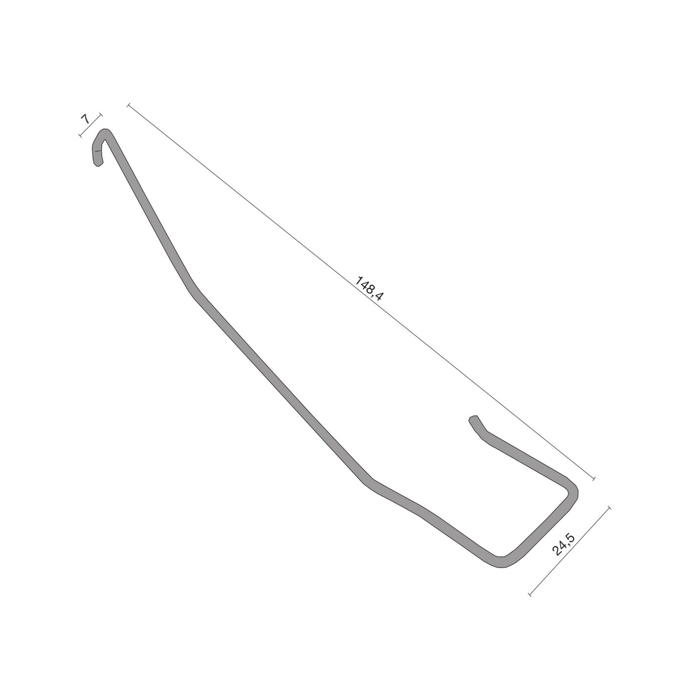 Technical drawing of the Click tile hook