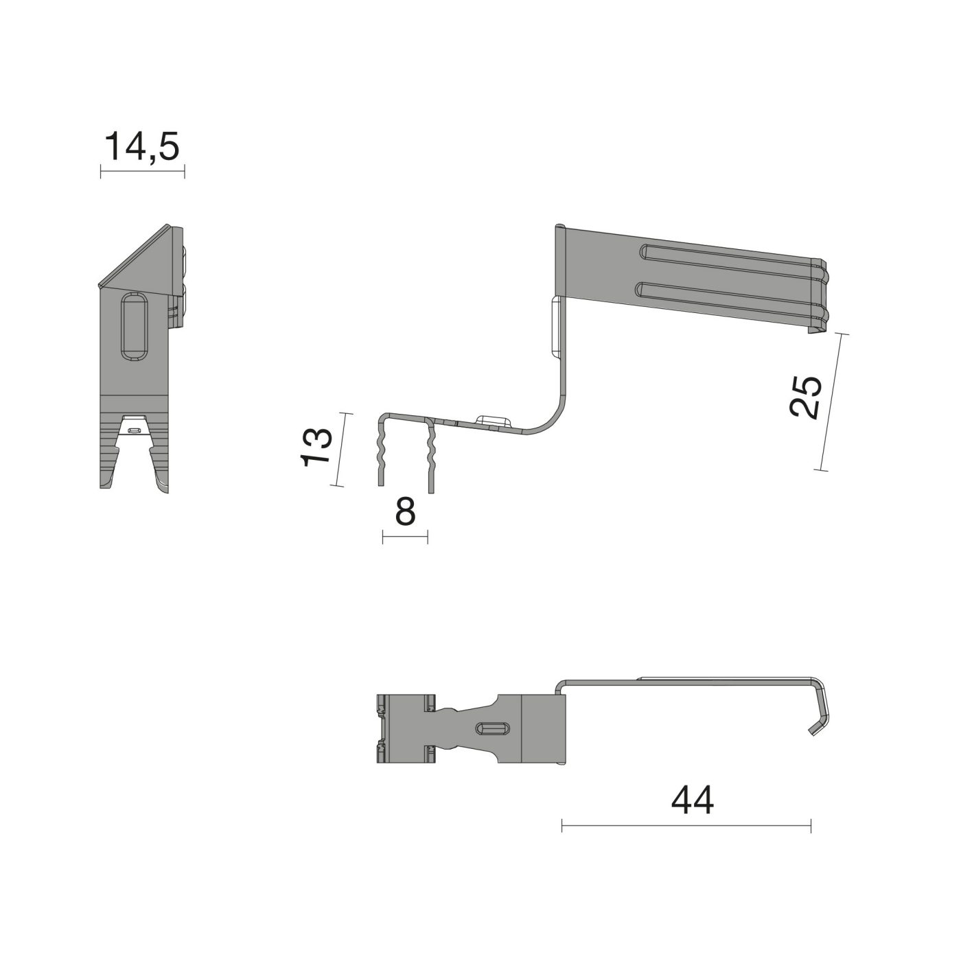 Technical drawing of the Rooftile hook VHV Vario